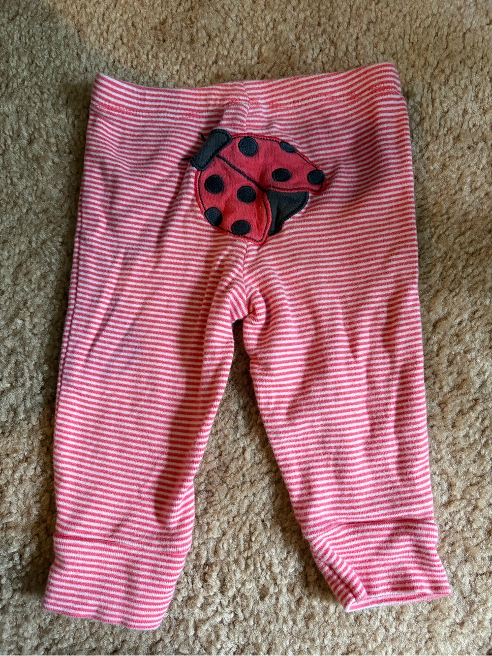 Red Striped Baby Leggings with Ladybug Detail